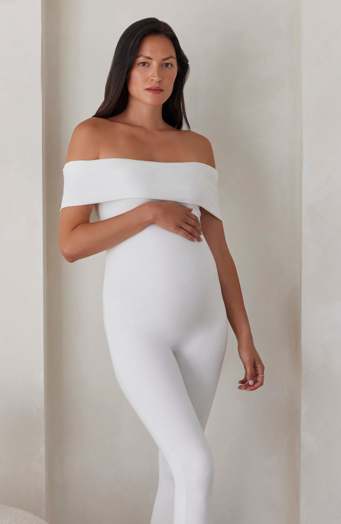 The Harper Maternity Bumpsuit in Ivory