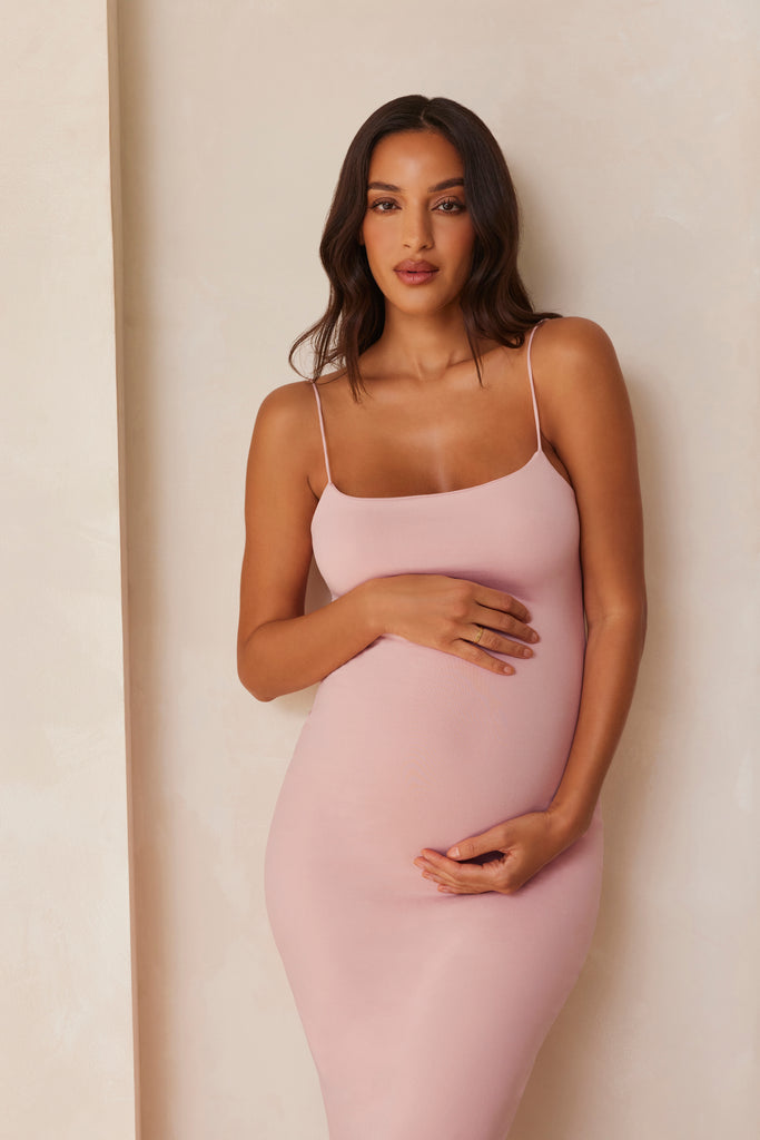 The Brigitte Maternity Dress BUMPSUIT in Pink