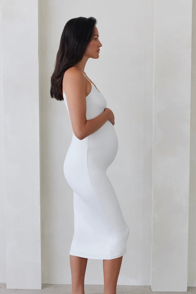 The Brigitte Maternity Dress BUMPSUIT in Ivory