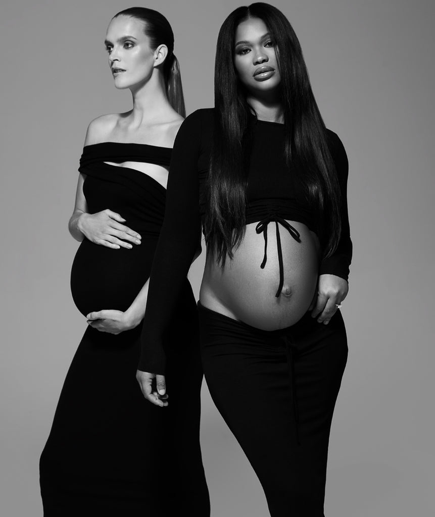 Bumpsuit Maternity x Chanel Iman Soft Rib Long Sleeve Top in Black