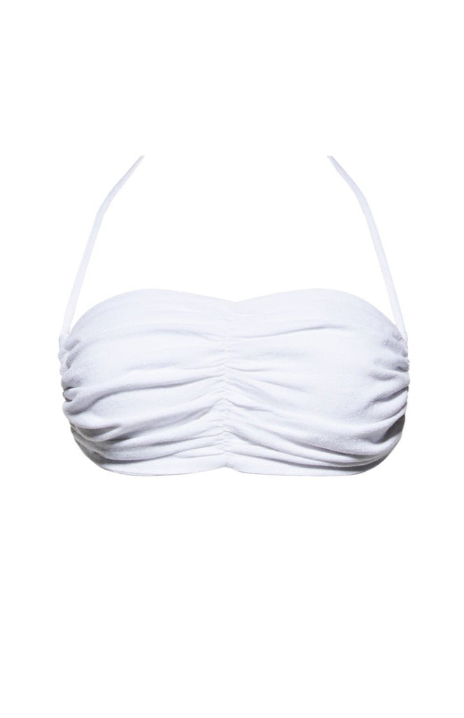 Bumpsuit Maternity Ruched Linen Crop Top in White