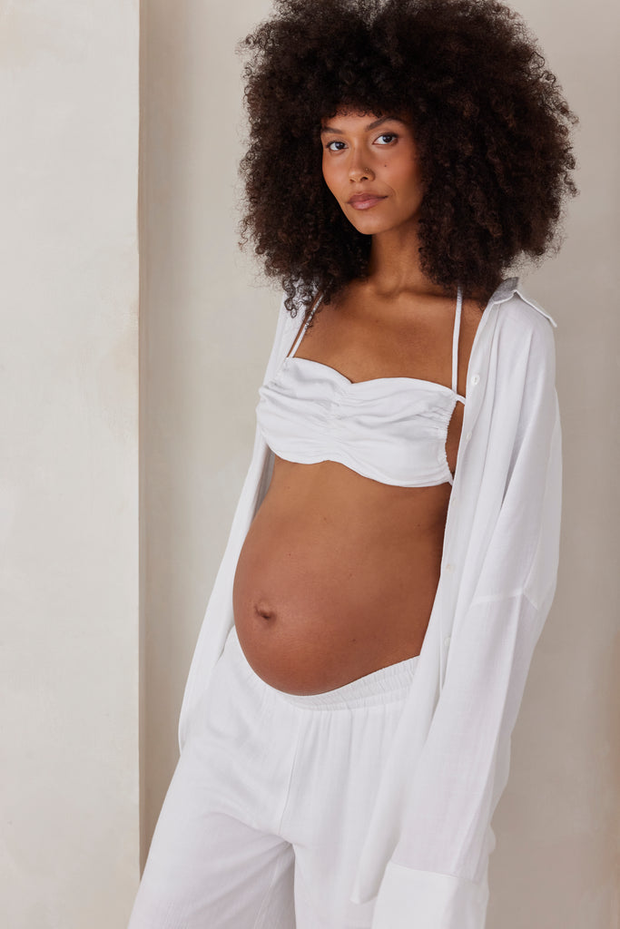 Bumpsuit Maternity Oversized Linen Shirt in White