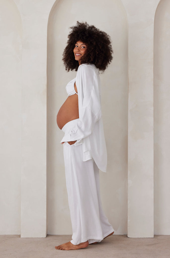 Bumpsuit Maternity Oversized Linen Shirt in White