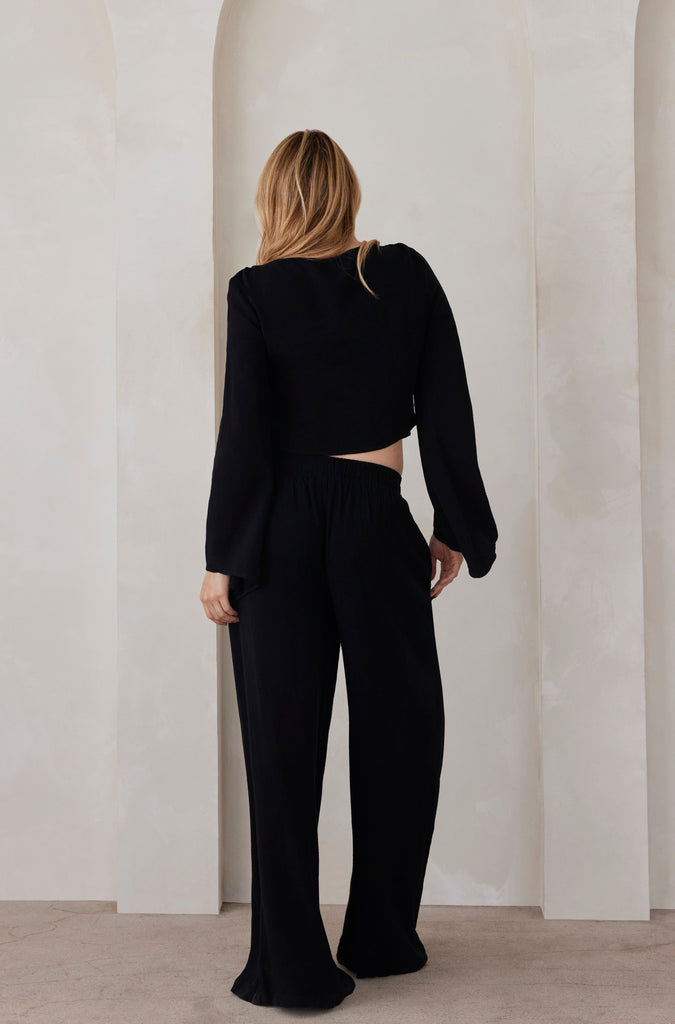 Relaxed Linen Pant in Black