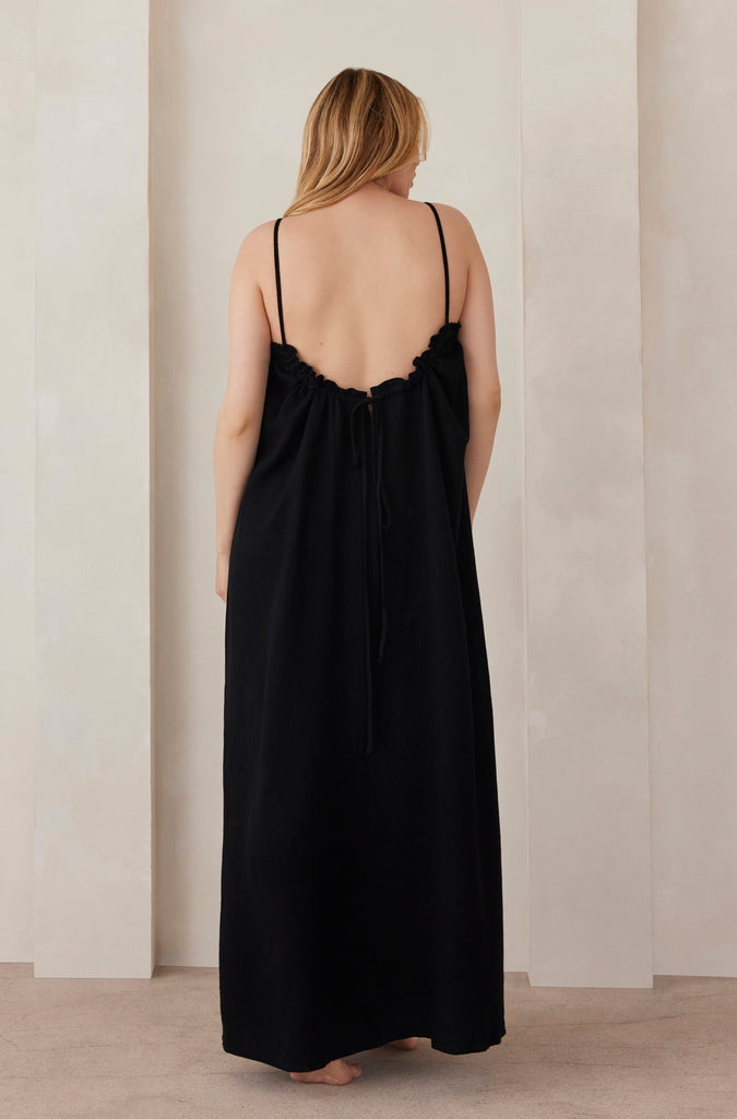 Linen Maxi Dress in Black