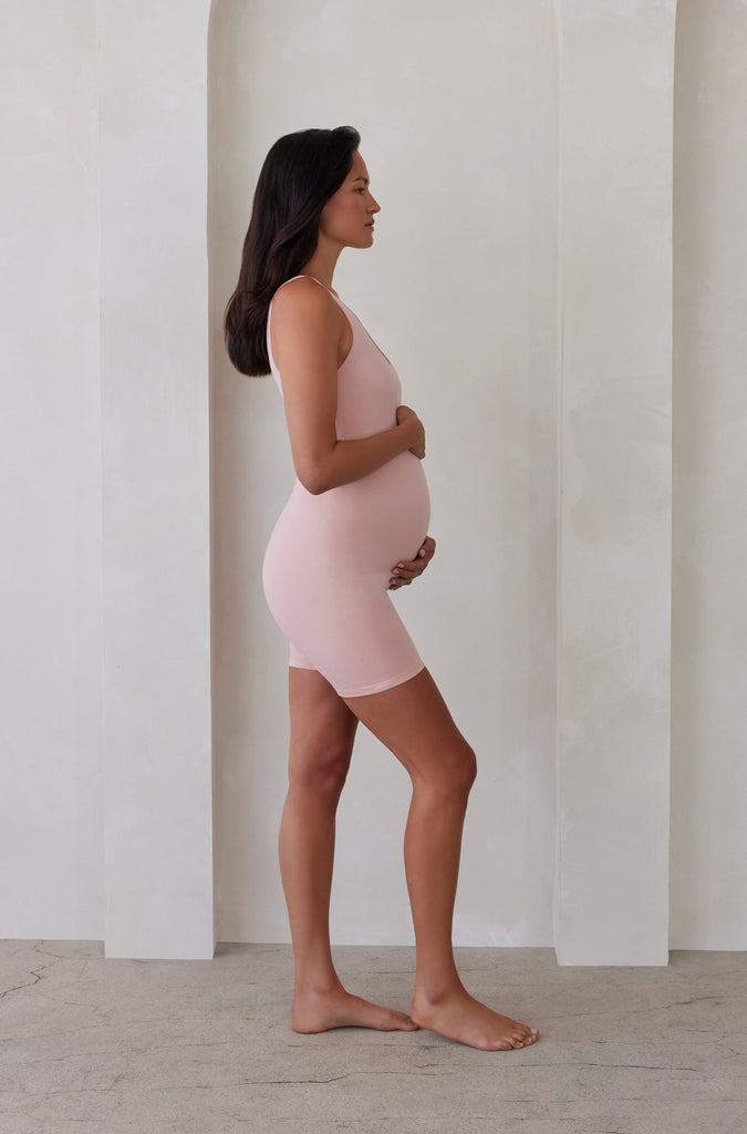 The Cindy Maternity Bumpsuit in Dusty Pink