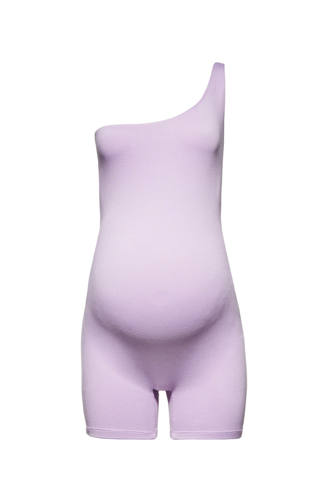 The Romee One Shoulder Maternity Bumpsuit in Lilac