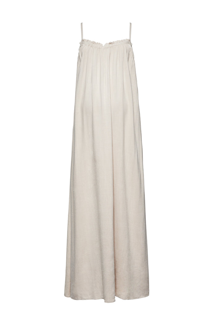 Bumpsuit Maternity Linen Maxi Dress in Taupe