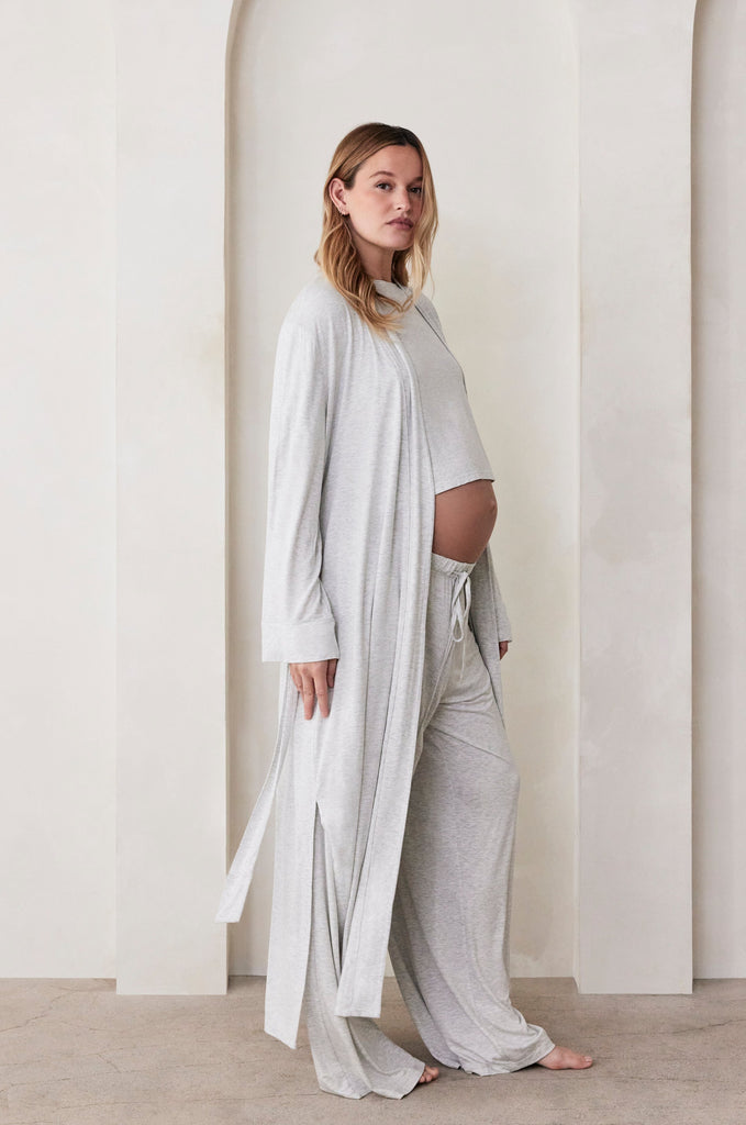 Bumpsuit Maternity Loungewear The Cloud robe in Heather Grey