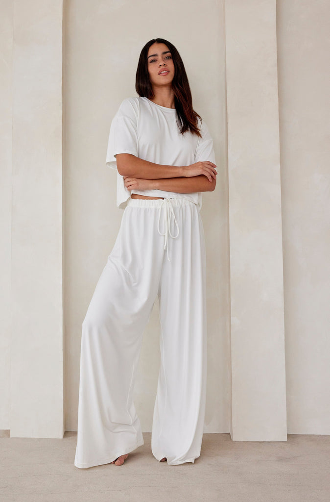   Bumpsuit Maternity Loungewear The Cloud Slim Drawstring Pant in Ivory