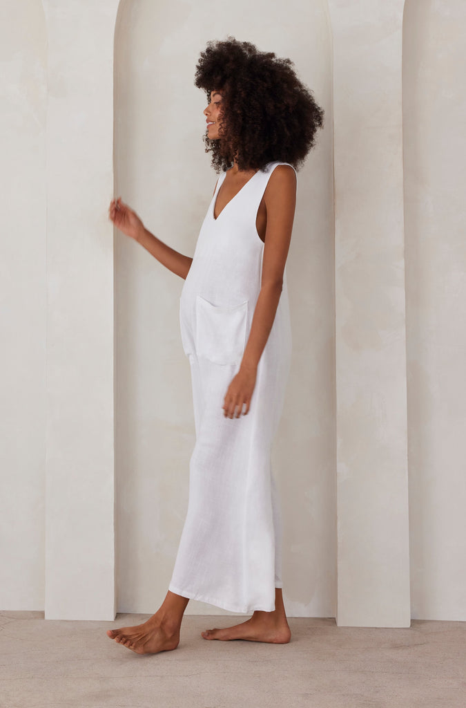 Bumpsuit maternity oversized linen jumpsuit in white