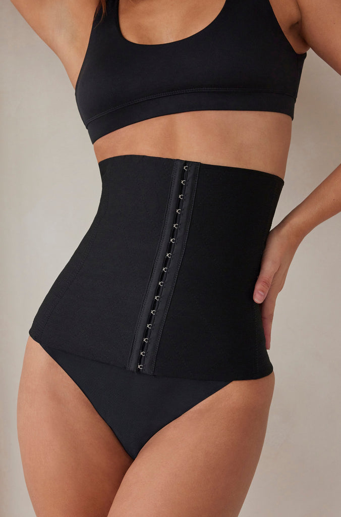 Bumpsuit Maternity Shapewear the hook and eye waist trainer in black