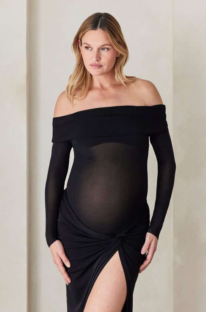 Bumpsuit Maternity Soft Mesh Top and Skirt in Black