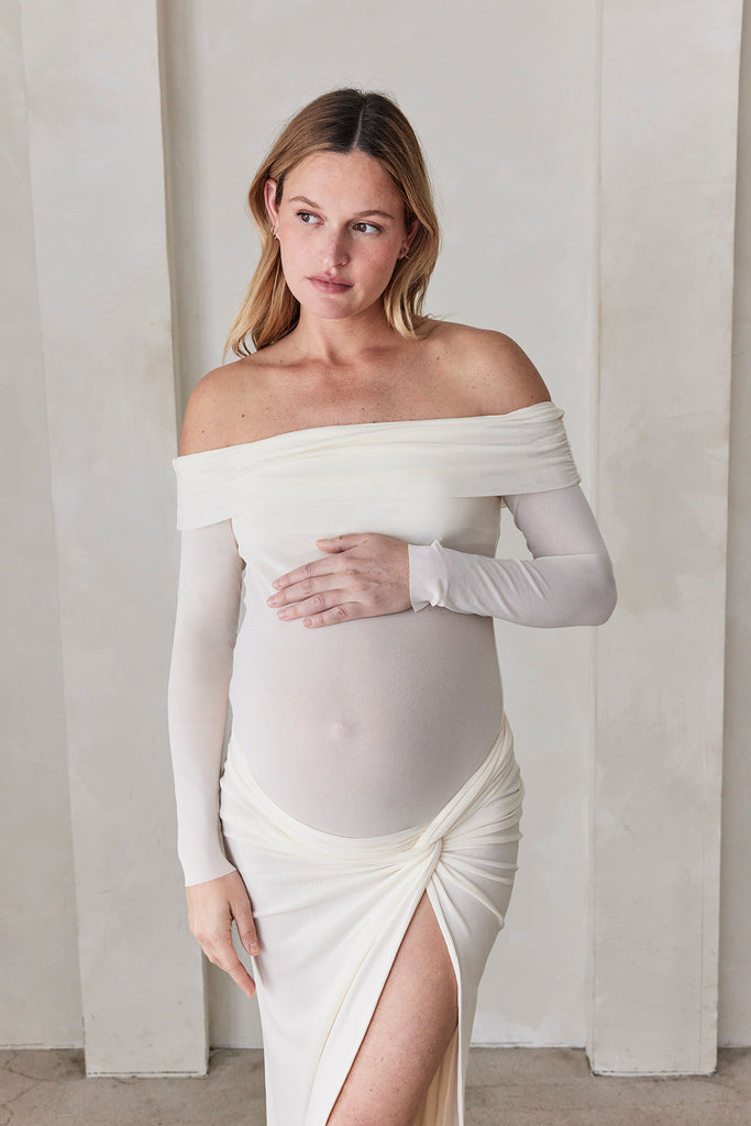 Bumpsuit Maternity Soft Mesh Top in Ivory