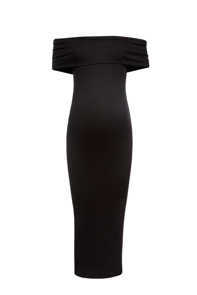 Bumpsuit Maternity The Bianca Off The Shoulder Evening Dress in Black