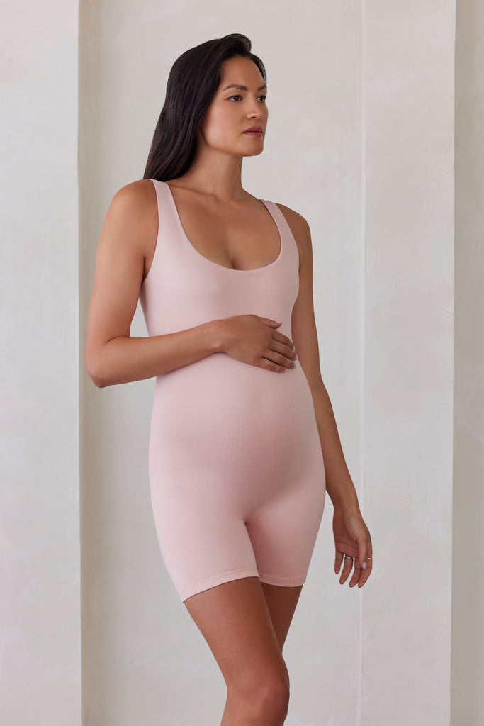 Bumpsuit Maternity The Cindy Sleeveless Romper Jumpsuit in Dusty Pink