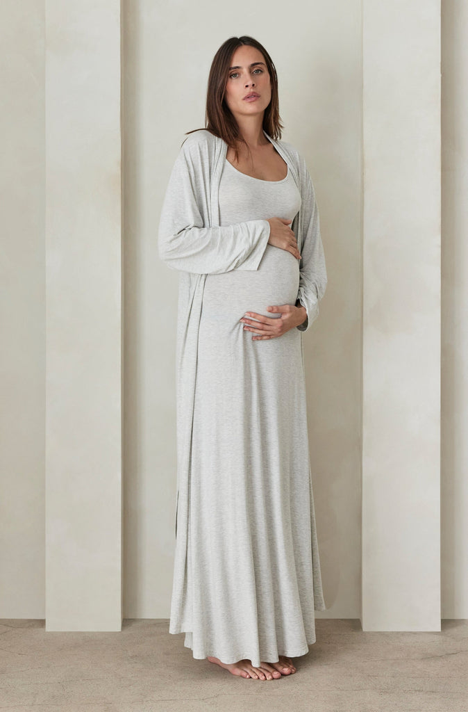 Bumpsuit Maternity The Cloud Cotton Maxi Dress in Heather Grey