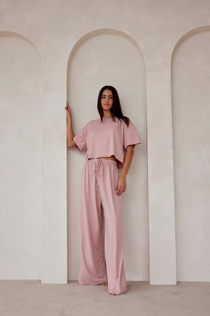 Bumpsuit Maternity The Cloud Crop Short Sleeve Tee in Dusty Rose
