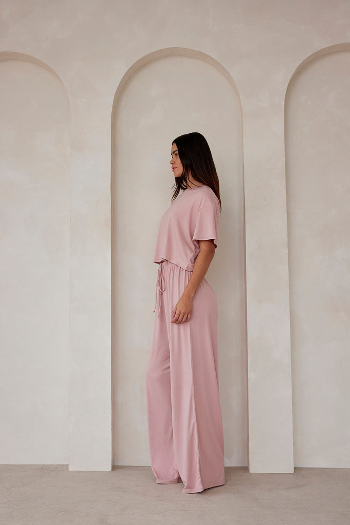 Bumpsuit Maternity The Cloud Crop Short Sleeve Tee in Dusty Rose