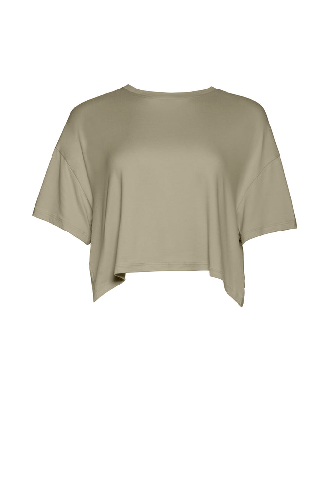 Bumpsuit Maternity The Cloud Crop Short Sleeve Tee in Moss