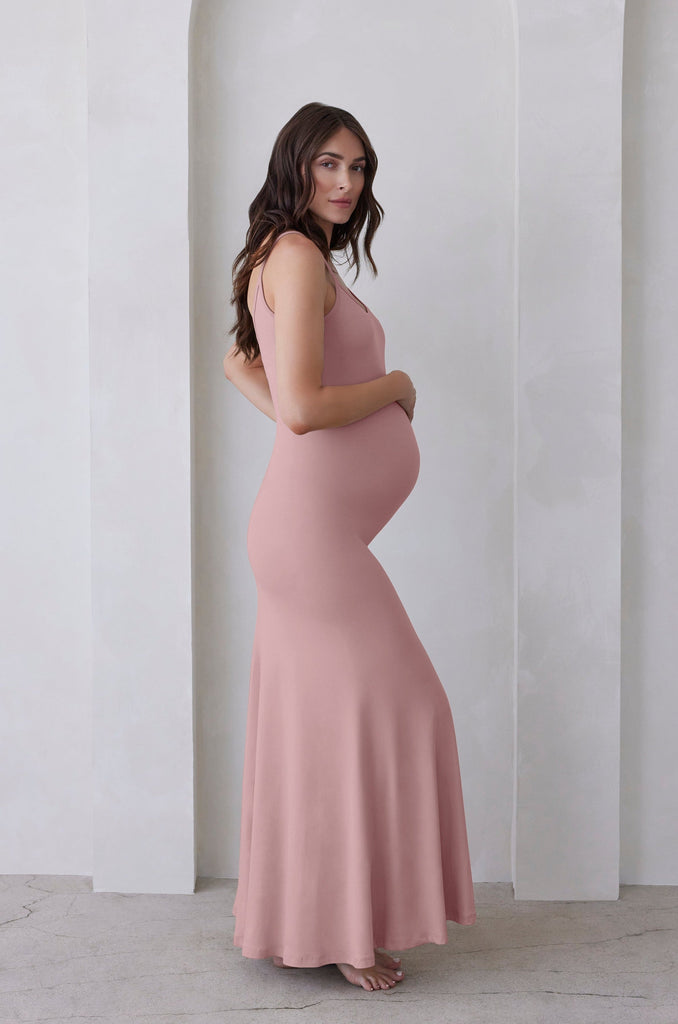 Bumpsuit Maternity The Cloud Maxi Dress in Dusty Rose