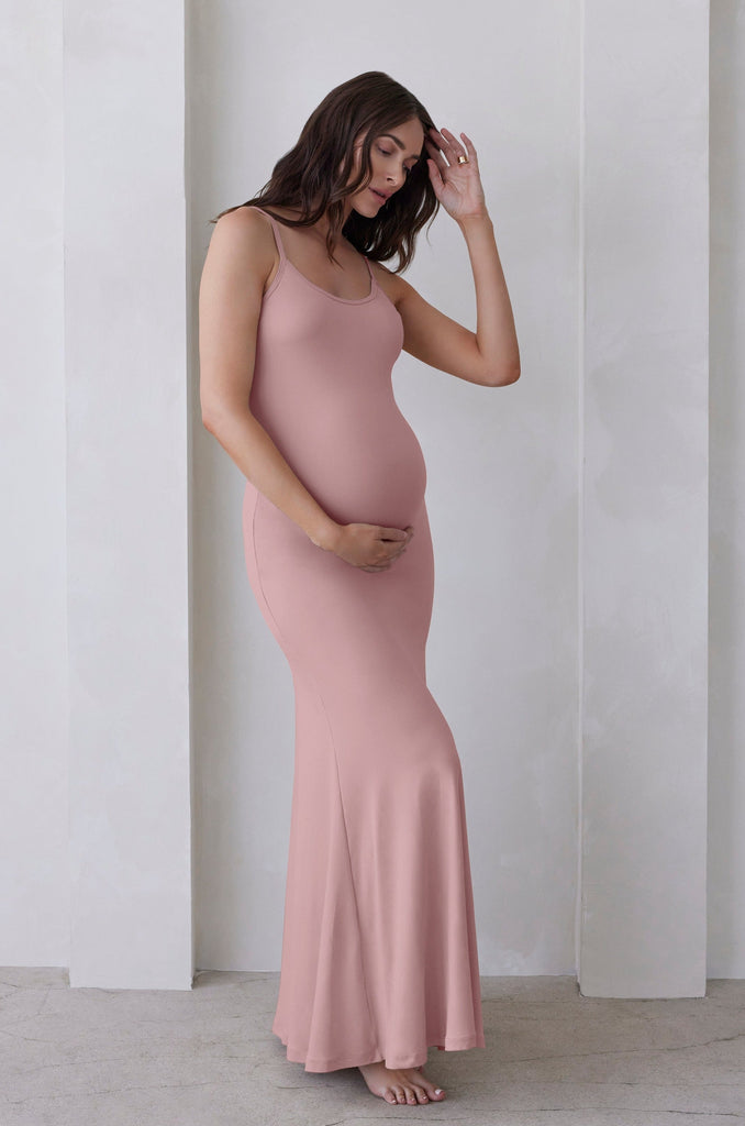 Bumpsuit Maternity The Cloud Maxi Dress in Dusty Rose