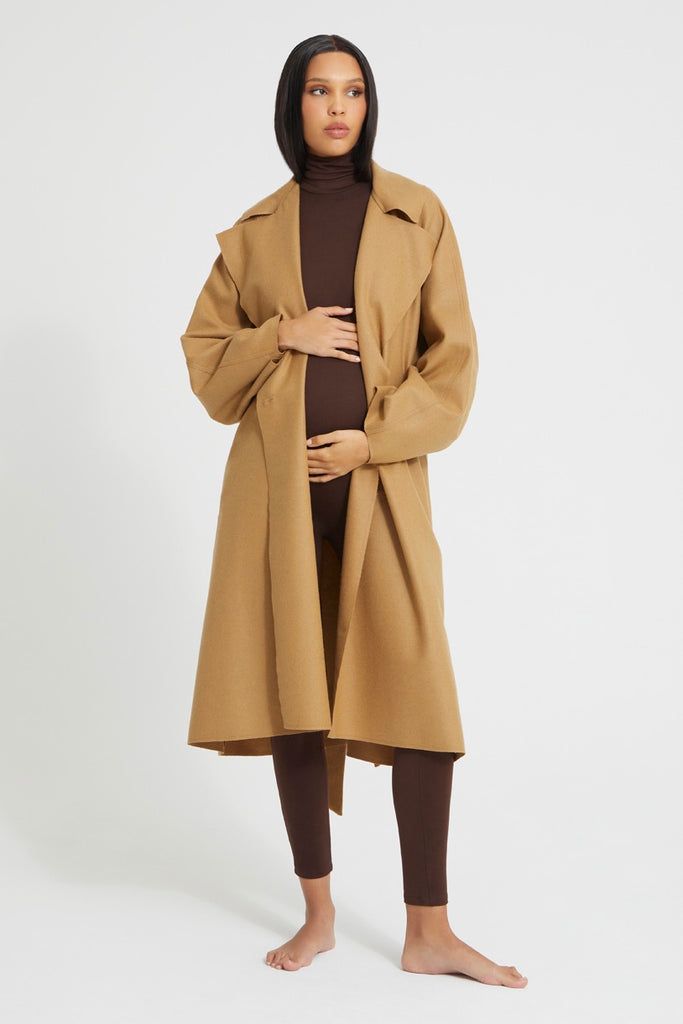 Bumpsuit Maternity The Jacqueline belted wool coat in camel