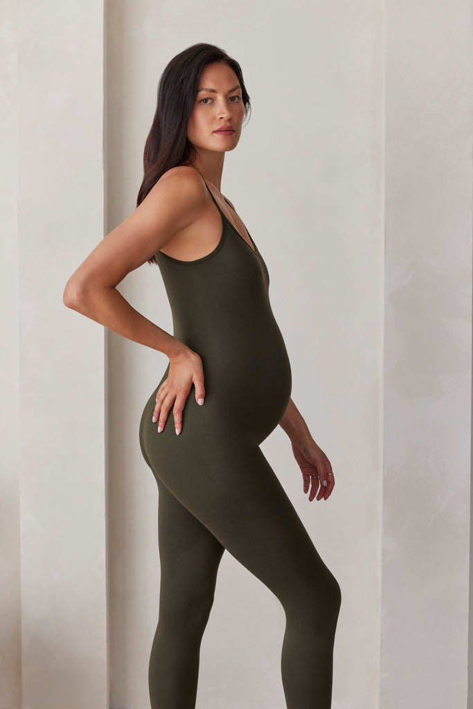 Bumpsuit Maternity the Kate Sleeveless Jumpsuit in Olive