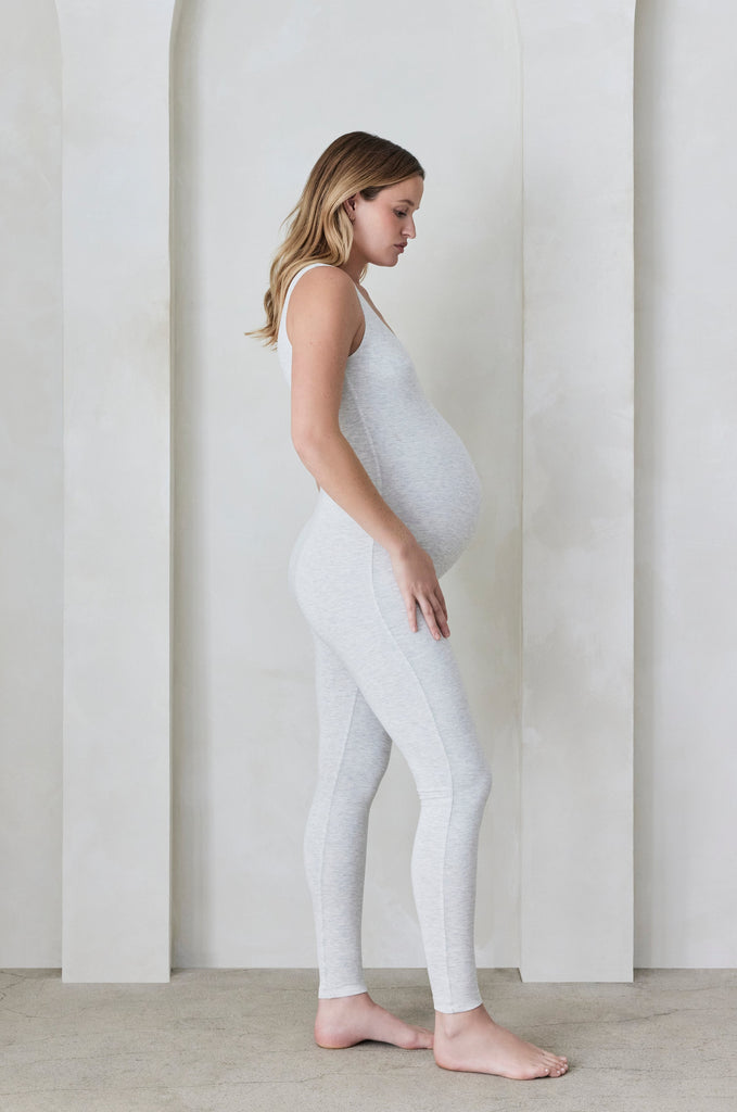 Bumpsuit Maternity The Lucy Sleeveless Scoop Neck Jumpsuit in Heather Grey