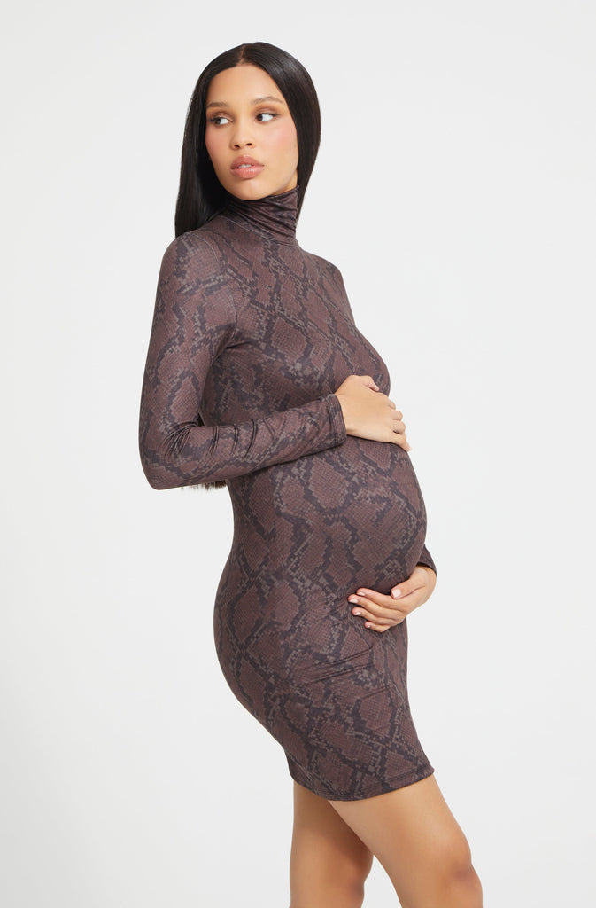 Bumpsuit Maternity The nicole long sleeve turtleneck mini dress in snake