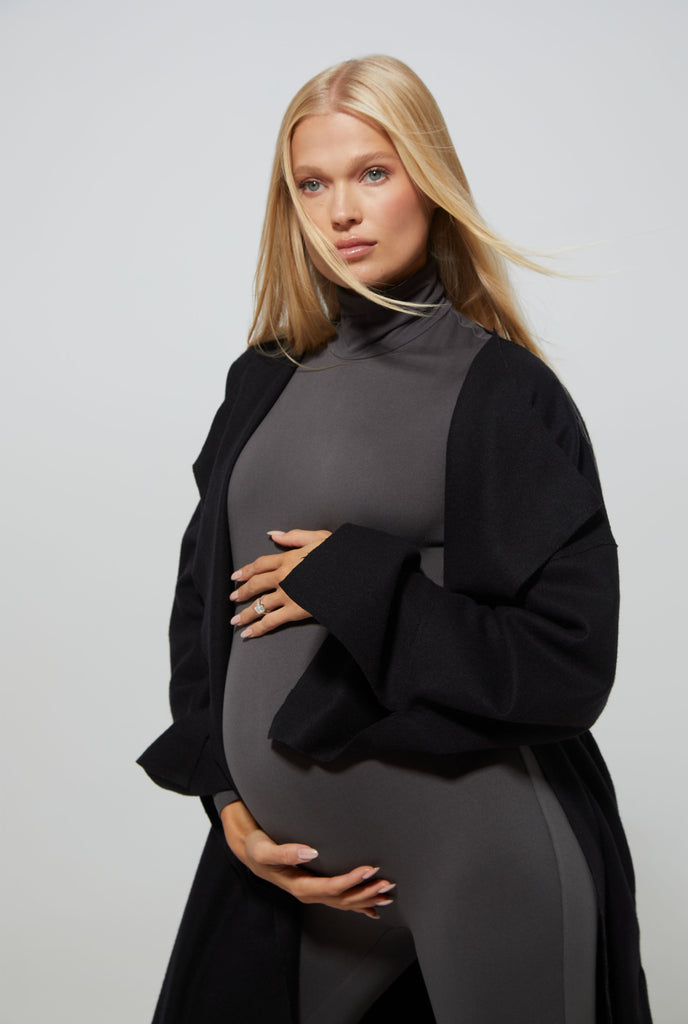 Bumpsuit Maternity The Penelope Turtleneck Long sleeve Jumpsuit in Slate
