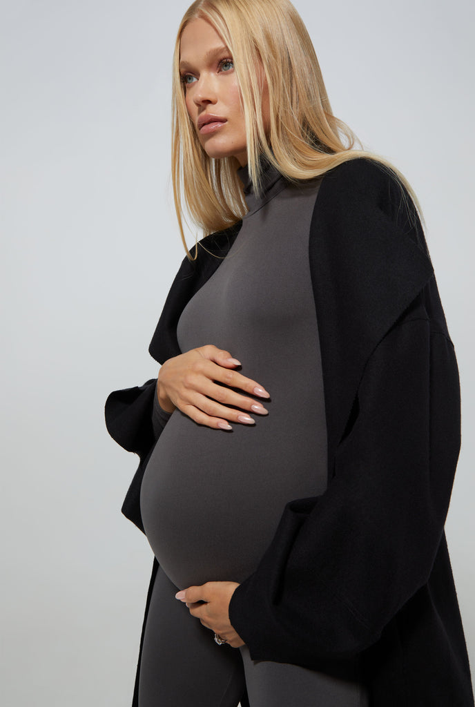 Bumpsuit Maternity The Penelope Turtleneck Long sleeve Jumpsuit in Slate