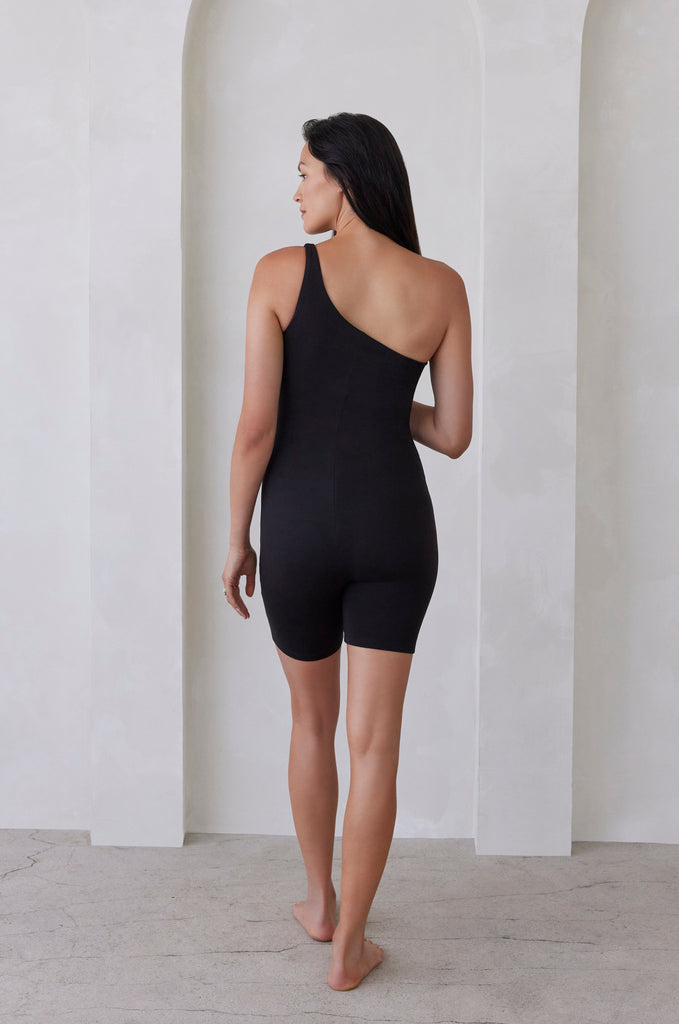  Bumpsuit Maternity The Romee One Shoulder Romper in Black