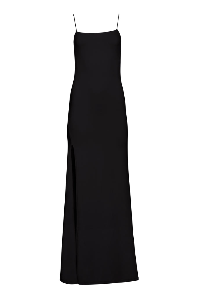 Bumpsuit maternity the rosie square neck sleeveless maxi dress with side slit black
