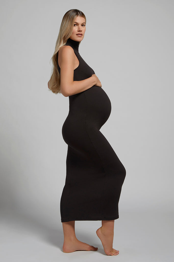 Bumpsuit Maternity The Serena Sleeveless Turtleneck Midi Dress in Black