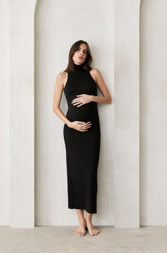 Bumpsuit Maternity The Serena Turtleneck Sleeveless Maxi Dress in Black