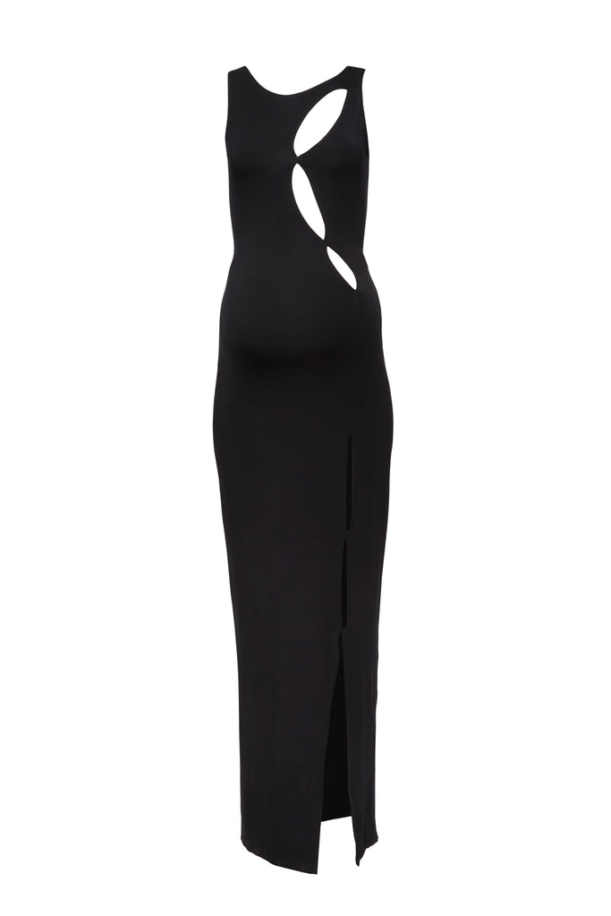 Bumpsuit Maternity the sleeveless cut out evening dress in black