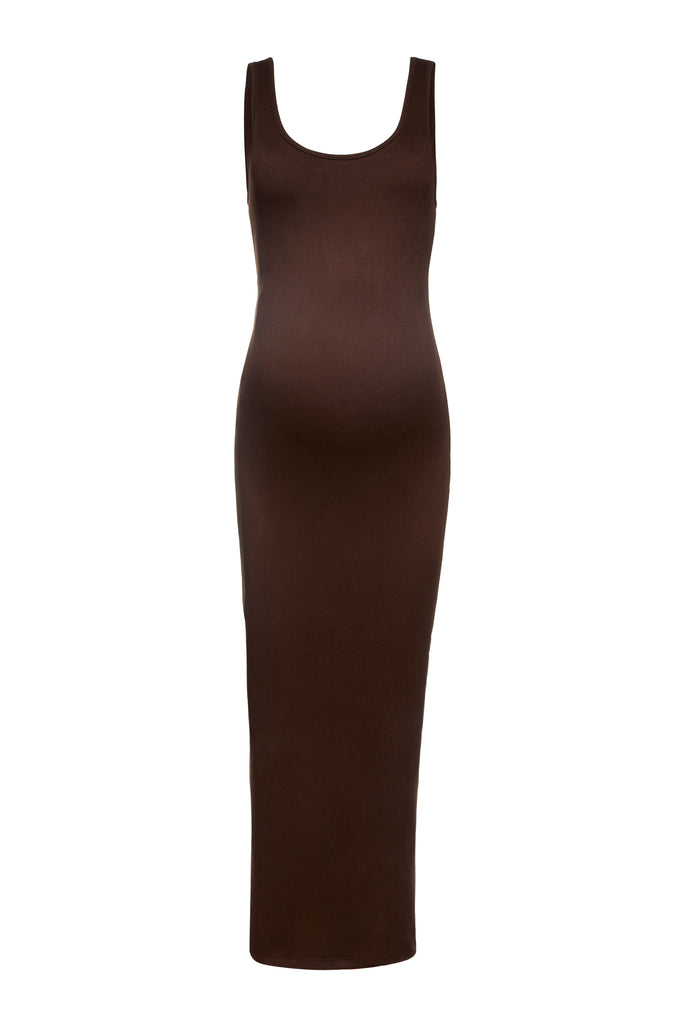 Bumpsuit Maternity The Sleeveless Scoop Neck Maternity Maxi Dress in Chocolate