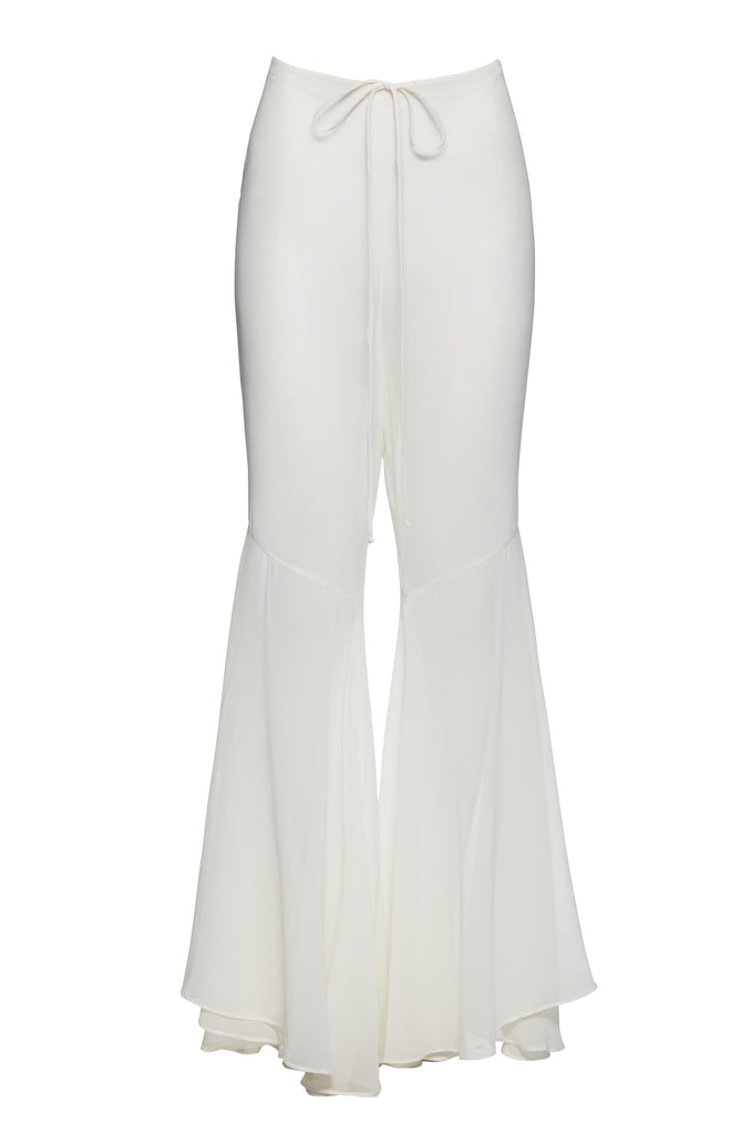 The Chiffon Maternity Flare Pant in Ivory