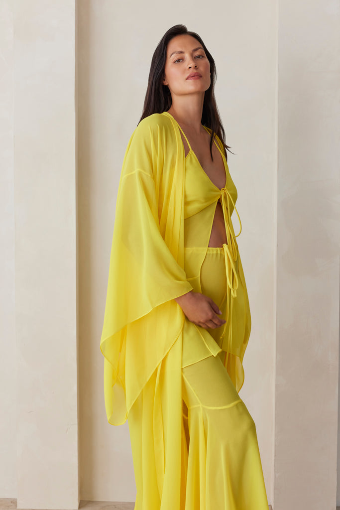 The Chiffon Maternity Kimono in Yellow