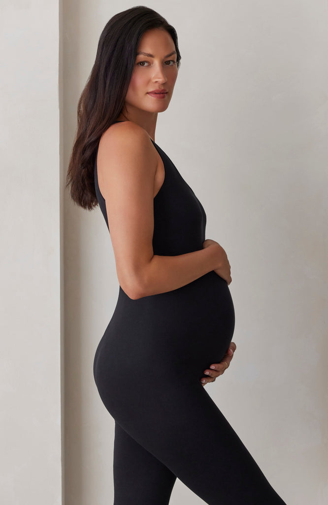 The Lucy Bumpsuit in BlackBumpsuit Maternity The Lucy Sleeveless Scoop Neck Jumpsuit in Black